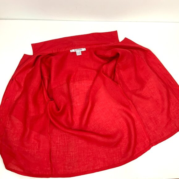 Vintage 90s Ann Taylor 100% Linen Red Button Up Shirt Small - Picture 10 of 16